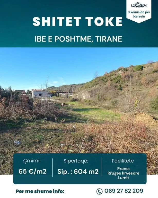 TOKE NE SHITJE, 604 M2, Ibë e Poshtme, Prane Autostrades Tirane-Elbasan 2